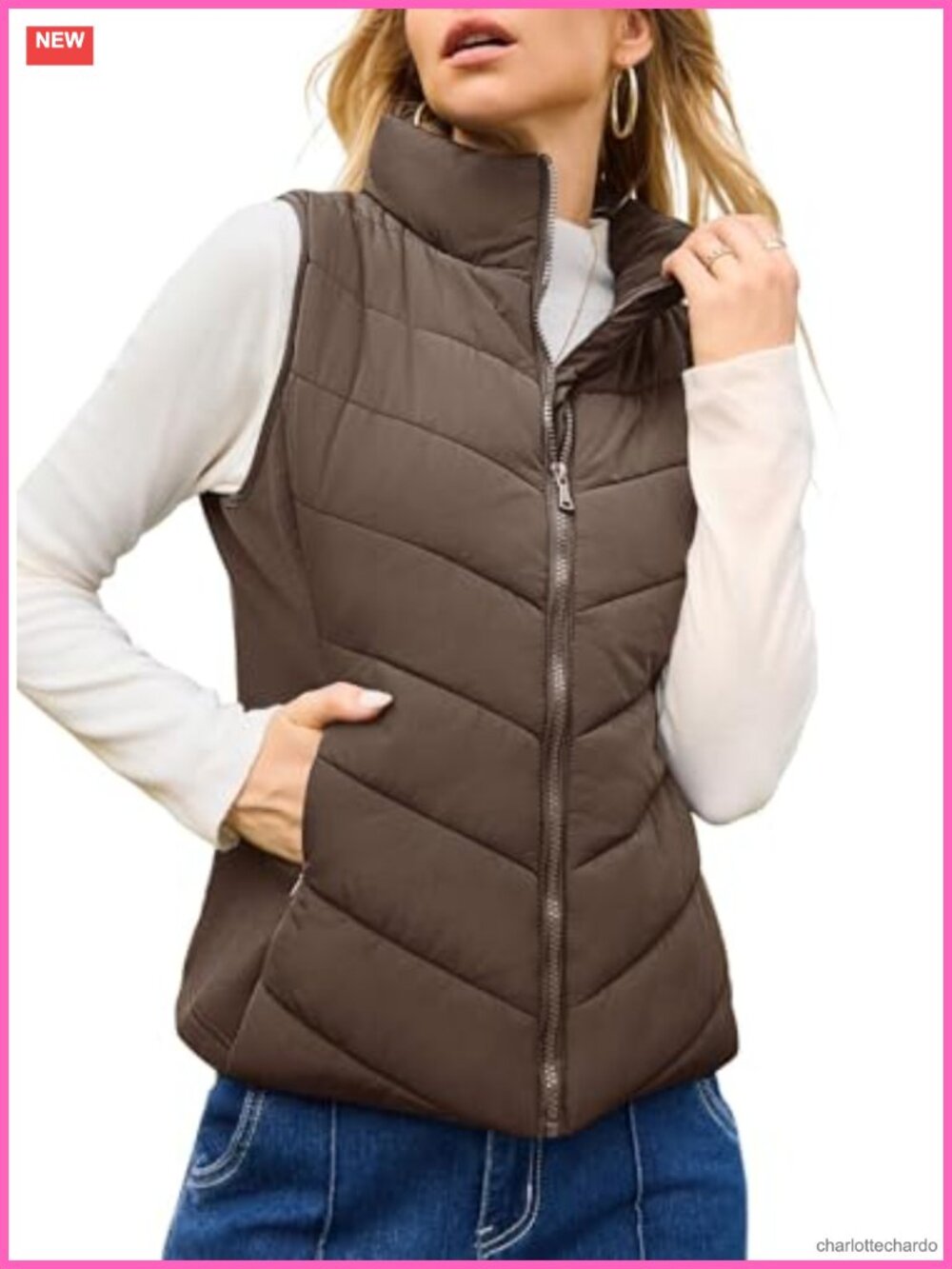 Women's Quilted Puffer Vest Lightweight Sleeveless Zip Up Outerwear